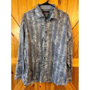 dagr Men's Multi-Color Striped /Floral Long Sleeve Button Down Shirt Size XL (42